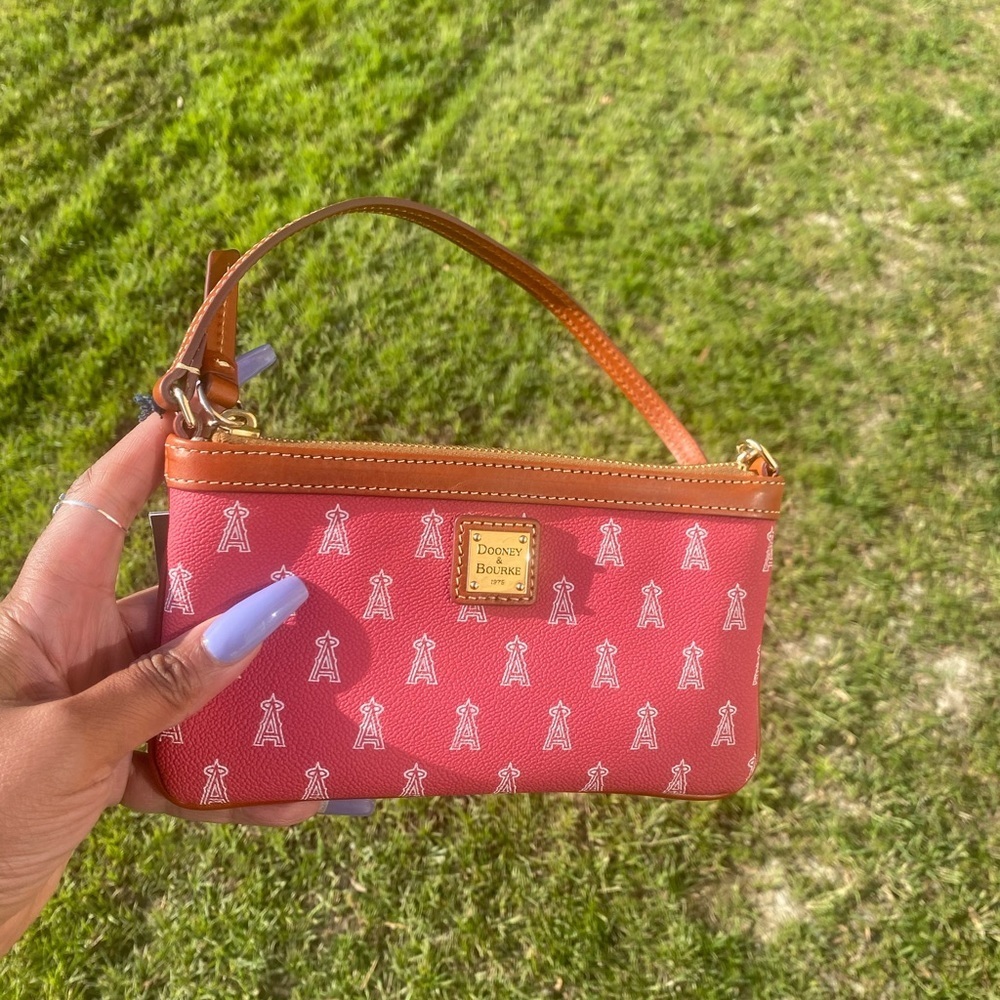 Dooney & Bourke Red Clutch with Leather Trim - Picture 3 of 15